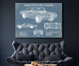 Cutler West 1959 Chevrolet Impala Blueprint Vintage Auto Print