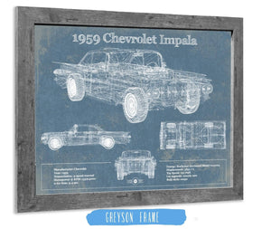 14" x 11" / Greyson Frame Cutler West 1959 Chevrolet Impala Blueprint Vintage Auto Print