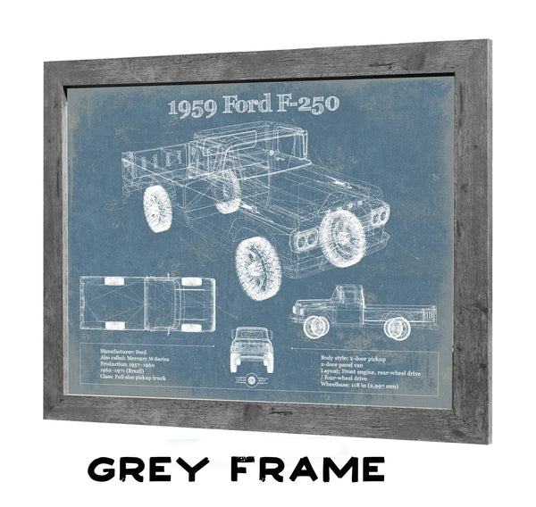 36" x 24" / Greyson Frame Cutler West 1959 Ford F-250 Vintage Blueprint Auto Print