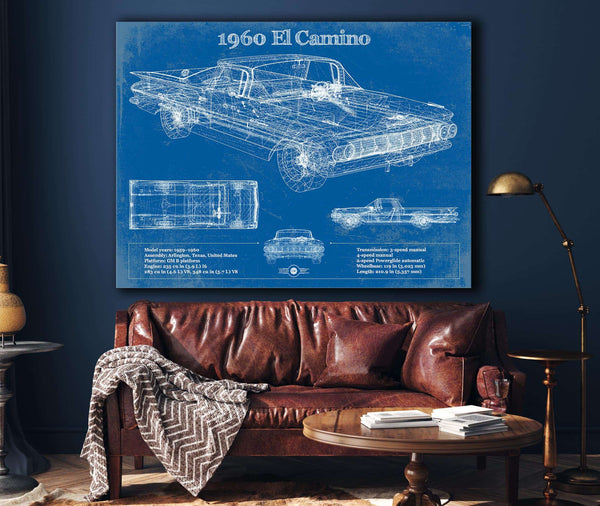 Cutler West 1960 Chevrolet El Camino Vintage Blueprint Auto Print