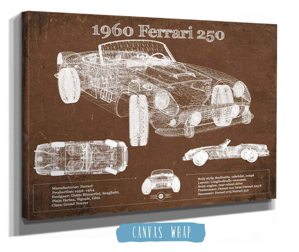 Cutler West 1960 Ferrari 250 Vintage Blueprint Auto Print