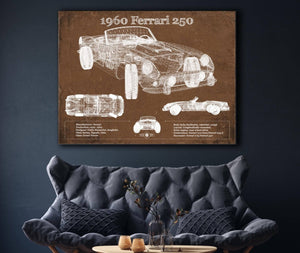 Cutler West 1960 Ferrari 250 Vintage Blueprint Auto Print