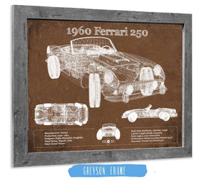 Cutler West 1960 Ferrari 250 Vintage Blueprint Auto Print