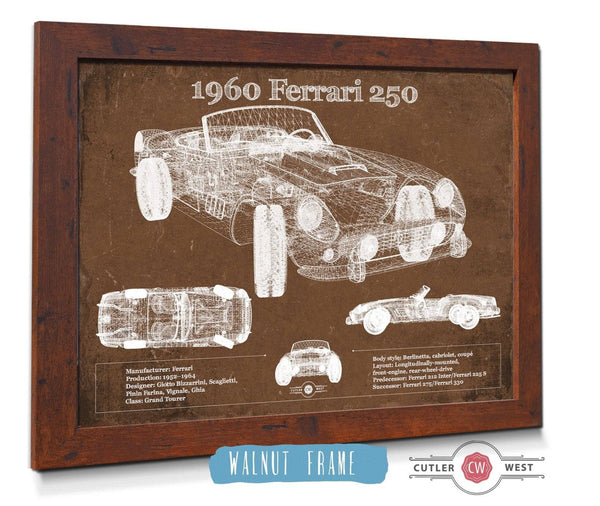 Cutler West 1960 Ferrari 250 Vintage Blueprint Auto Print