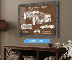 14" x 11" / Greyson Frame Cutler West 1960 Ferrari 250 Vintage Blueprint Auto Print