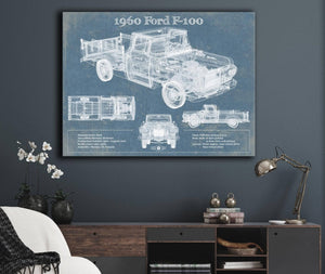 Cutler West 1960 Ford F-100 Blueprint Vintage Auto Print
