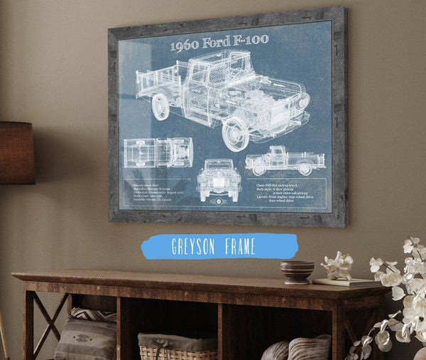 Cutler West 1960 Ford F-100 Blueprint Vintage Auto Print