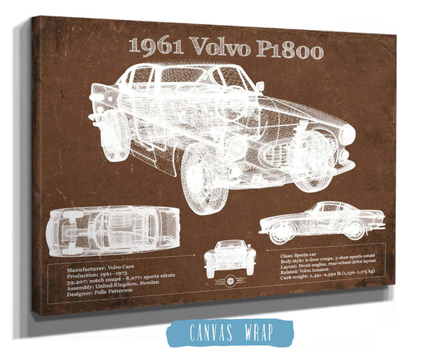 Cutler West 1961 Volvo P1800 Vintage Blueprint Auto Print