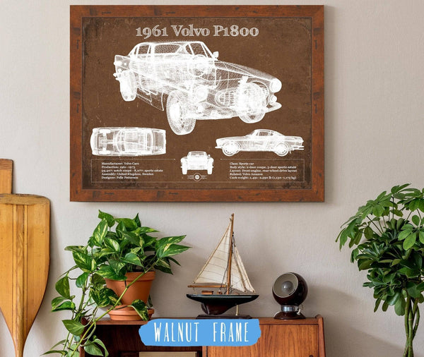 Cutler West 1961 Volvo P1800 Vintage Blueprint Auto Print