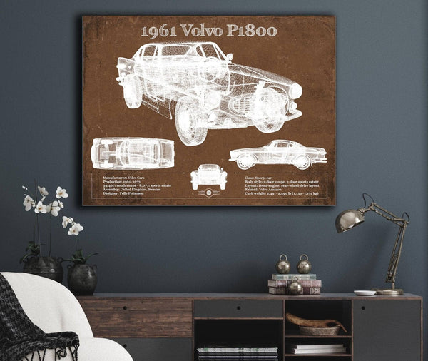 Cutler West 1961 Volvo P1800 Vintage Blueprint Auto Print