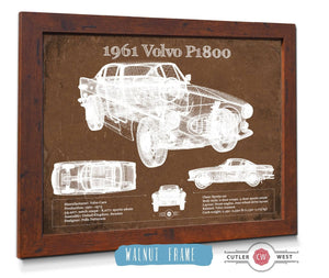 20" x 16" / Walnut Frame Cutler West 1961 Volvo P1800 Vintage Blueprint Auto Print
