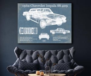 Cutler West 1962 Chevrolet Impala SS 409 Blueprint Vintage Auto Print