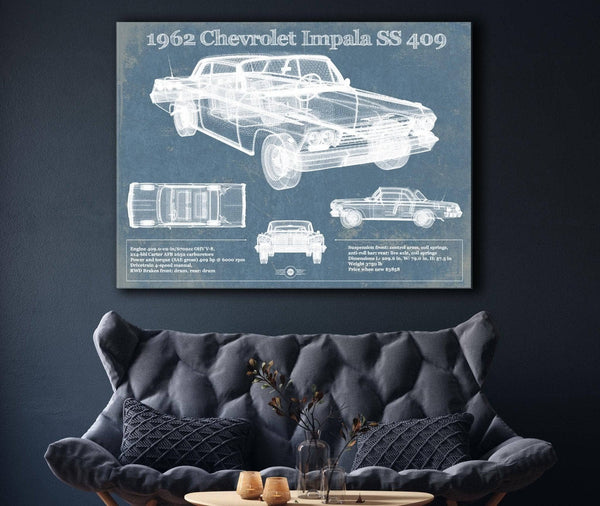 Cutler West 1962 Chevrolet Impala SS 409 Blueprint Vintage Auto Print