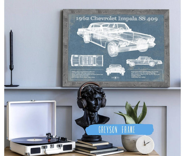 Cutler West 1962 Chevrolet Impala SS 409 Blueprint Vintage Auto Print