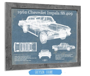 14" x 11" / Greyson Frame Cutler West 1962 Chevrolet Impala SS 409 Blueprint Vintage Auto Print