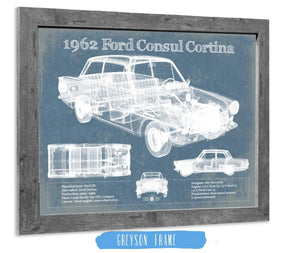 14" x 11" / Greyson Frame Cutler West 1962 Ford Consul Cortina Mark I Original Blueprint Art