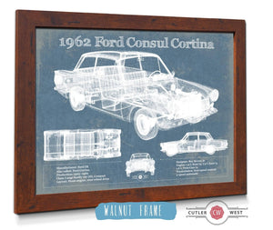 20" x 16" / Walnut Frame Cutler West 1962 Ford Consul Cortina Mark I Original Blueprint Art