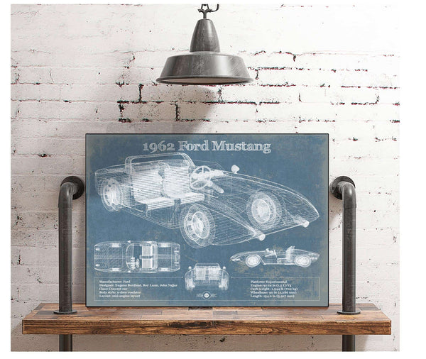 Cutler West 1962 Ford Mustang Vintage Blueprint Auto Print