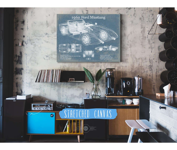 Cutler West 1962 Ford Mustang Vintage Blueprint Auto Print