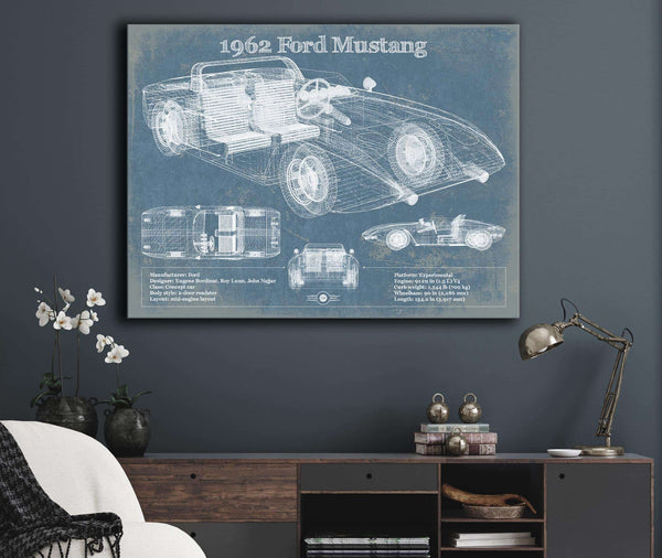 Cutler West 1962 Ford Mustang Vintage Blueprint Auto Print