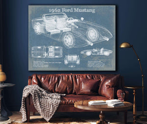 Cutler West 1962 Ford Mustang Vintage Blueprint Auto Print