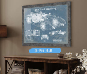 14" x 11" / Greyson Frame Cutler West 1962 Ford Mustang Vintage Blueprint Auto Print