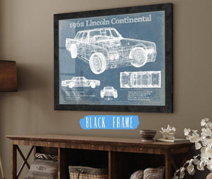 20" x 16" / Black Frame Cutler West 1962 Lincoln Continental Sedan Vintage Blueprint Auto Print