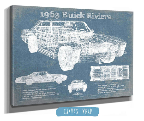 Cutler West 1963 Buick Riviera Vintage Blueprint Auto Print