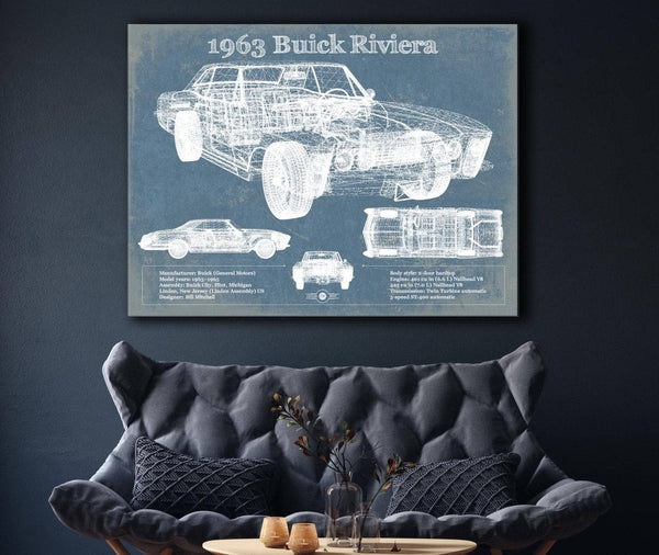 Cutler West 1963 Buick Riviera Vintage Blueprint Auto Print