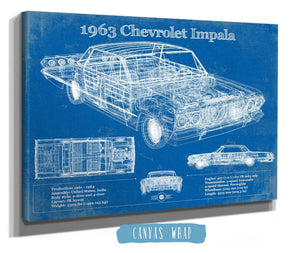 Cutler West 1963 Chevrolet Impala Blueprint Vintage Auto Print