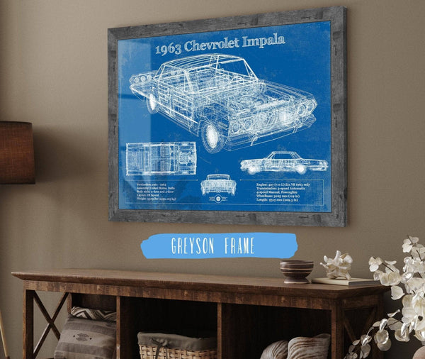 Cutler West 1963 Chevrolet Impala Blueprint Vintage Auto Print