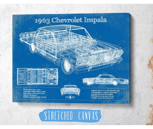 Cutler West 1963 Chevrolet Impala Blueprint Vintage Auto Print