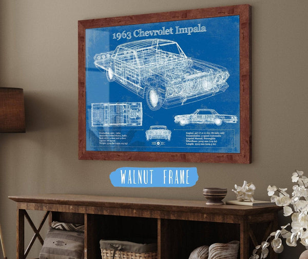 Cutler West 1963 Chevrolet Impala Blueprint Vintage Auto Print