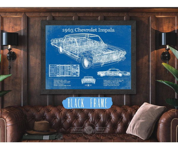 Cutler West 1963 Chevrolet Impala Blueprint Vintage Auto Print