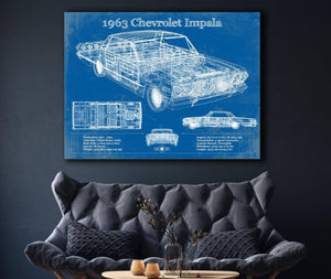 Cutler West 1963 Chevrolet Impala Blueprint Vintage Auto Print