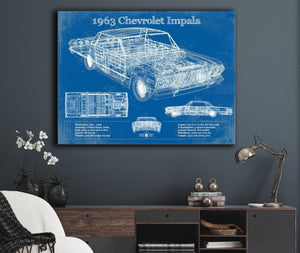 Cutler West 1963 Chevrolet Impala Blueprint Vintage Auto Print