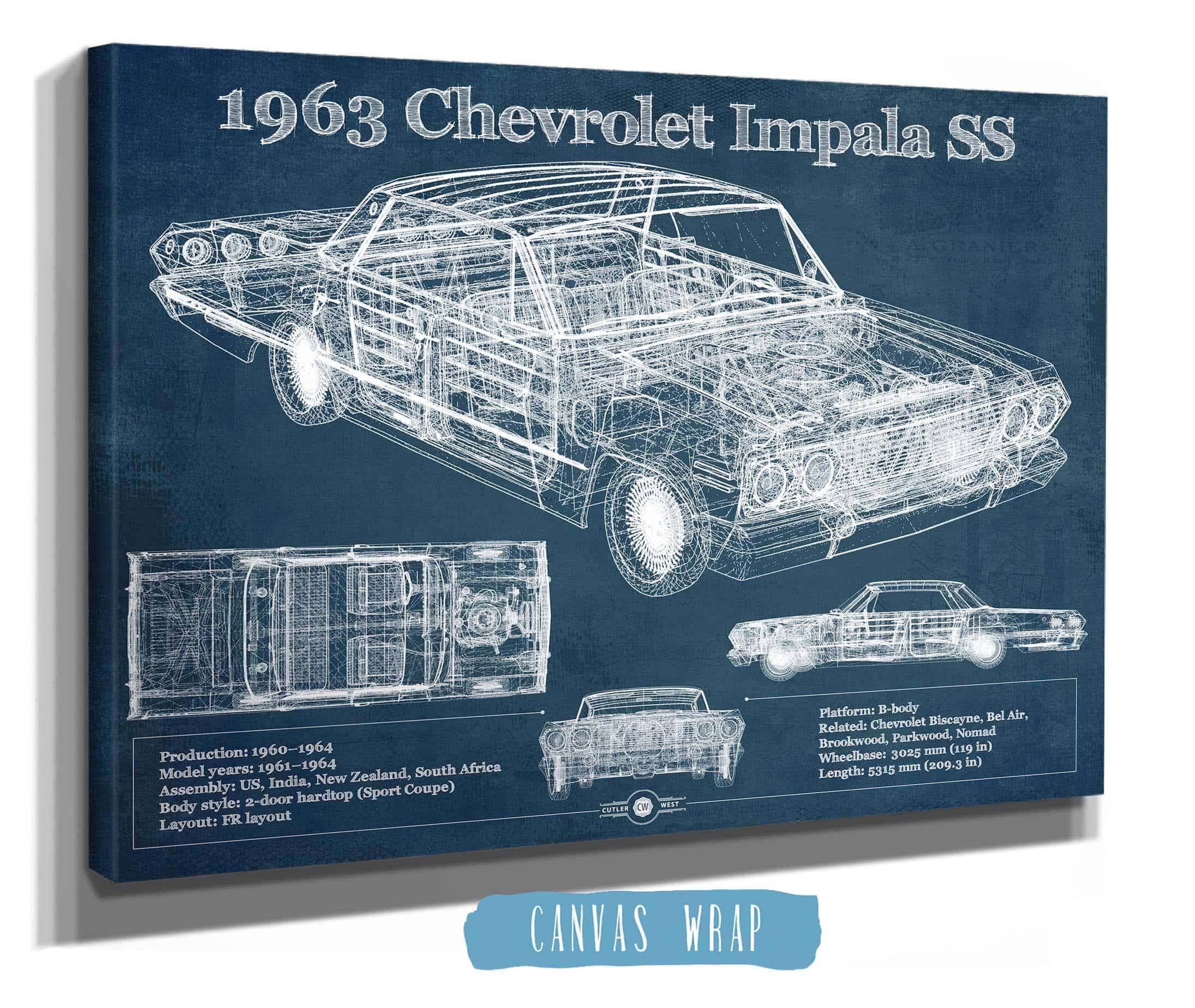 1963 Chevrolet Impala SS Hardtop Sport Coupe Blueprint Vintage