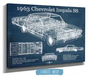 Cutler West 1963 Chevrolet Impala SS Hardtop Sport Coupe Blueprint Vintage Auto Print