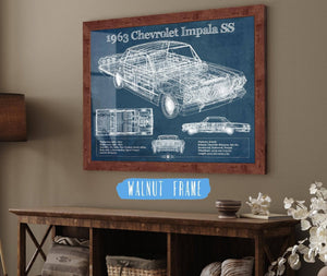 Cutler West 1963 Chevrolet Impala SS Hardtop Sport Coupe Blueprint Vintage Auto Print