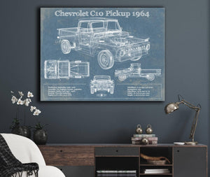 Cutler West 1964 Chevrolet C10 Pickup Vintage Blueprint Auto Print