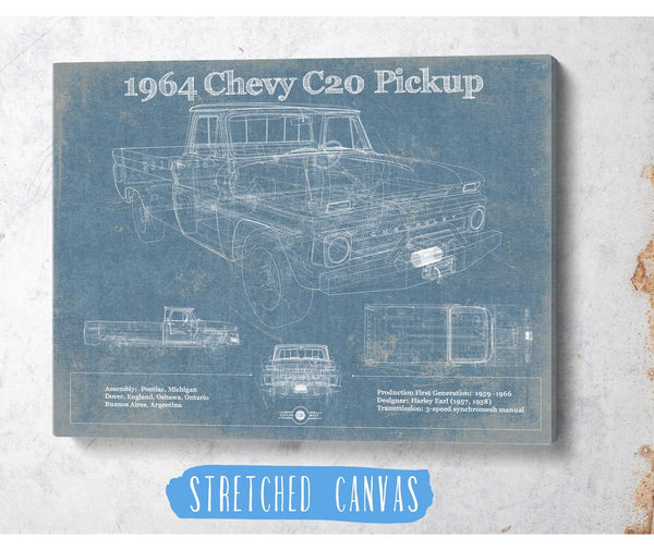 Cutler West 1964 Chevrolet C20 Pickup Vintage Blueprint Auto Print