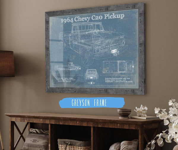 Cutler West 1964 Chevrolet C20 Pickup Vintage Blueprint Auto Print