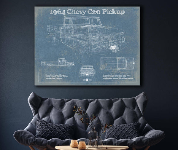 Cutler West 1964 Chevrolet C20 Pickup Vintage Blueprint Auto Print