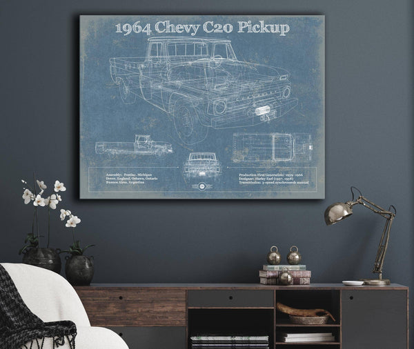 Cutler West 1964 Chevrolet C20 Pickup Vintage Blueprint Auto Print