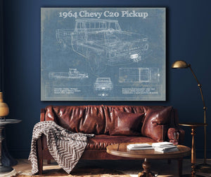 Cutler West 1964 Chevrolet C20 Pickup Vintage Blueprint Auto Print