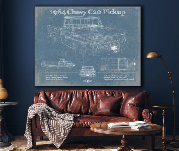 Cutler West 1964 Chevrolet C20 Pickup Vintage Blueprint Auto Print