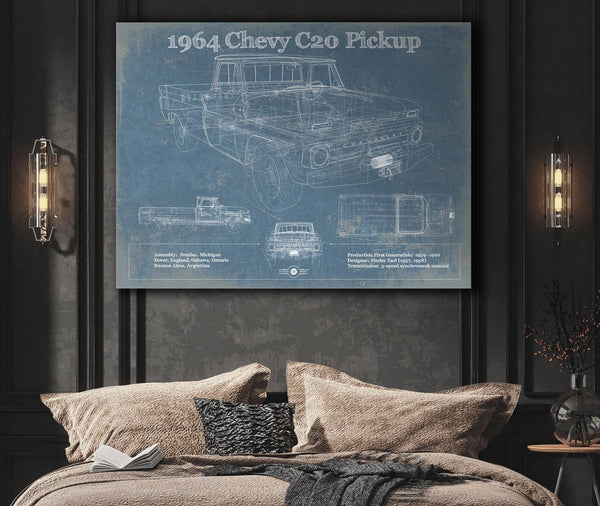 Cutler West 1964 Chevrolet C20 Pickup Vintage Blueprint Auto Print