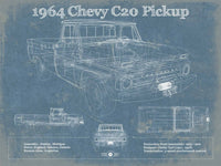 Cutler West Chevrolet Collection 1964 Chevrolet C20 Pickup Vintage Blueprint Auto Print