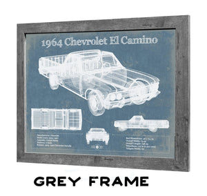 36" x 24" / Greyson Frame Cutler West 1964 Chevrolet El Camino Vintage Blueprint Auto Print