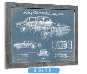 14" x 11" / Greyson Frame Cutler West 1964 Chevrolet Impala Original Blueprint Art